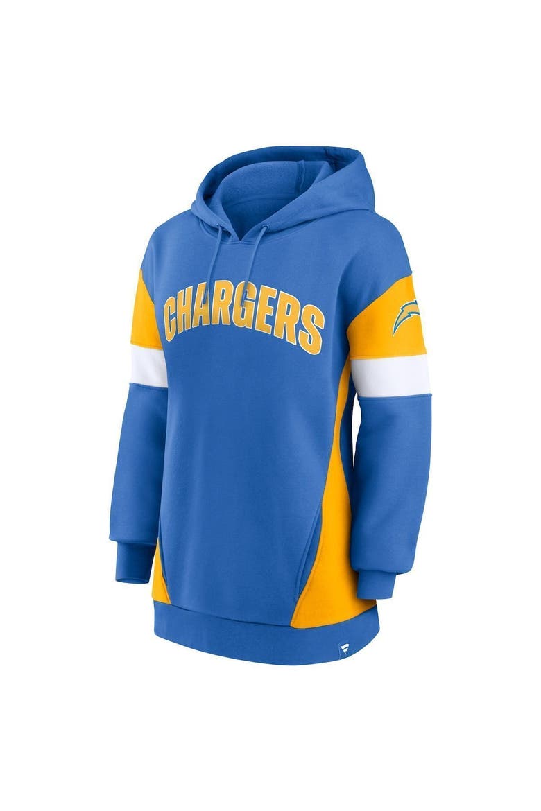 Women's Fanatics Branded Powder Blue/Gold Los Angeles Chargers Lock It Down Pullover Hoodie, Alternate, color, Powder Blue