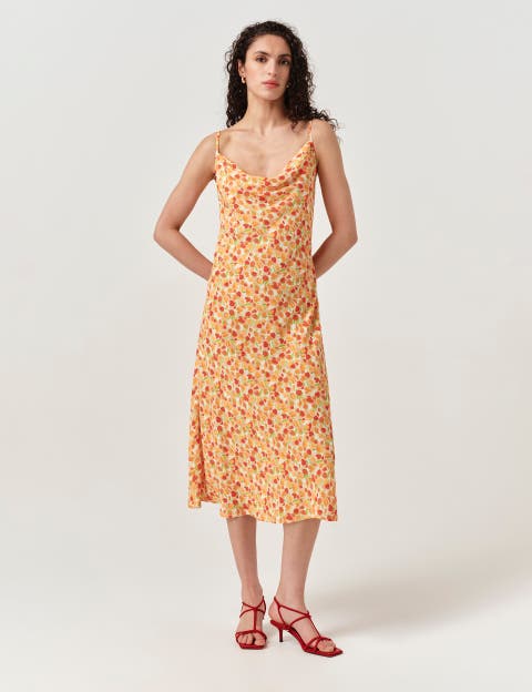 Stacy Cowl Neck Crepe Midi Dress