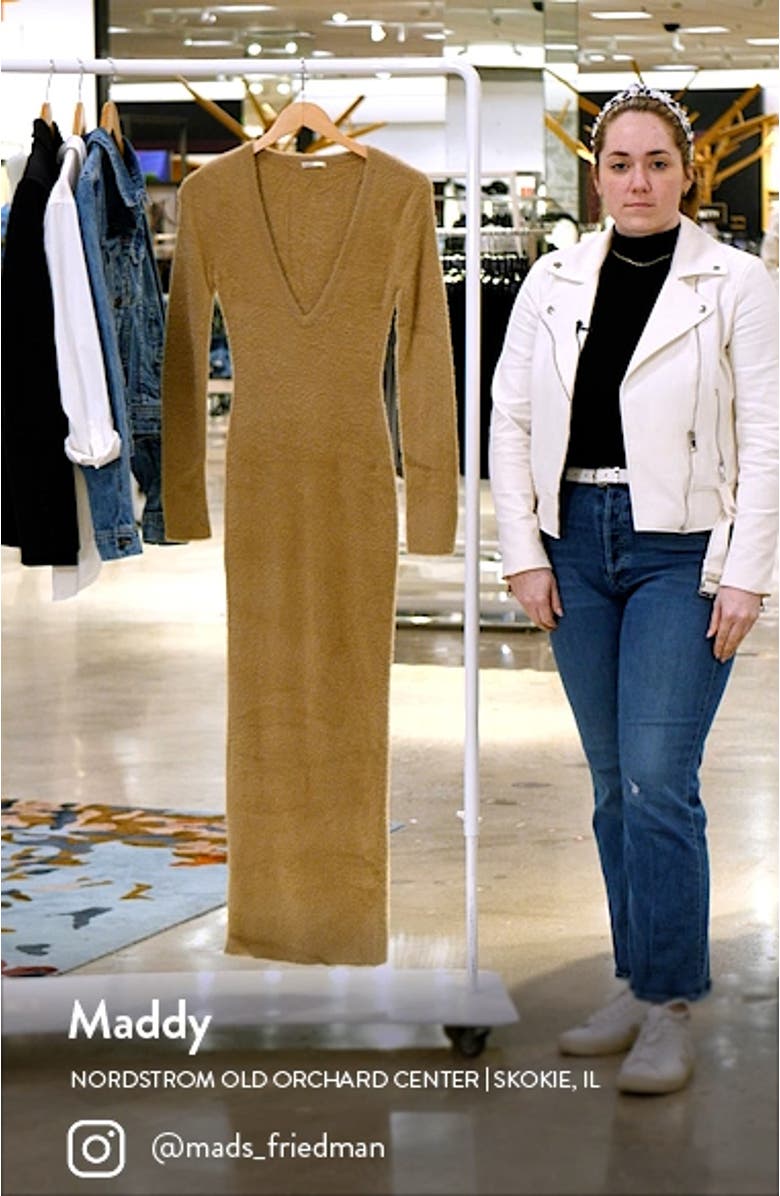 Lucille Long Sleeve V-Neck Maxi Sweater Dress, sales video thumbnail