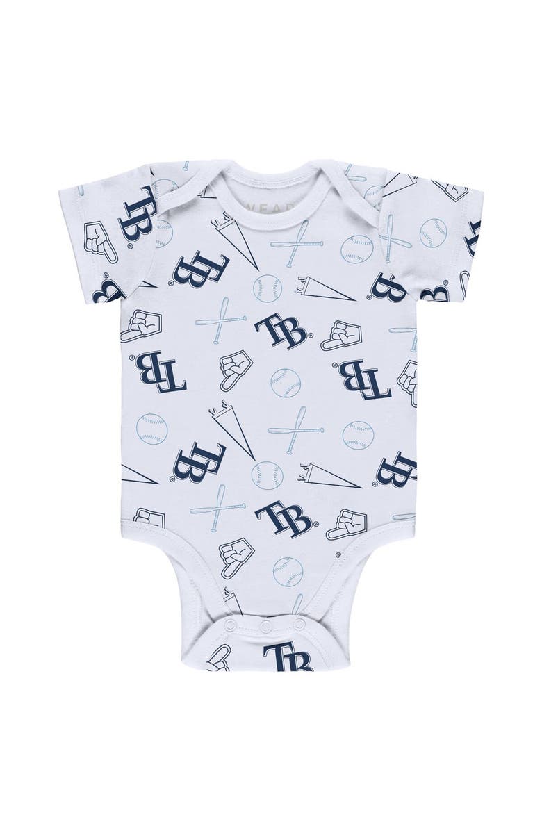 WEAR by Erin Andrews Newborn & Infant WEAR by Erin Andrews Gray/White/Navy Tampa Bay Rays Three-Piece Turn Me Around Bodysuits & Pants Set, Alternate, color,