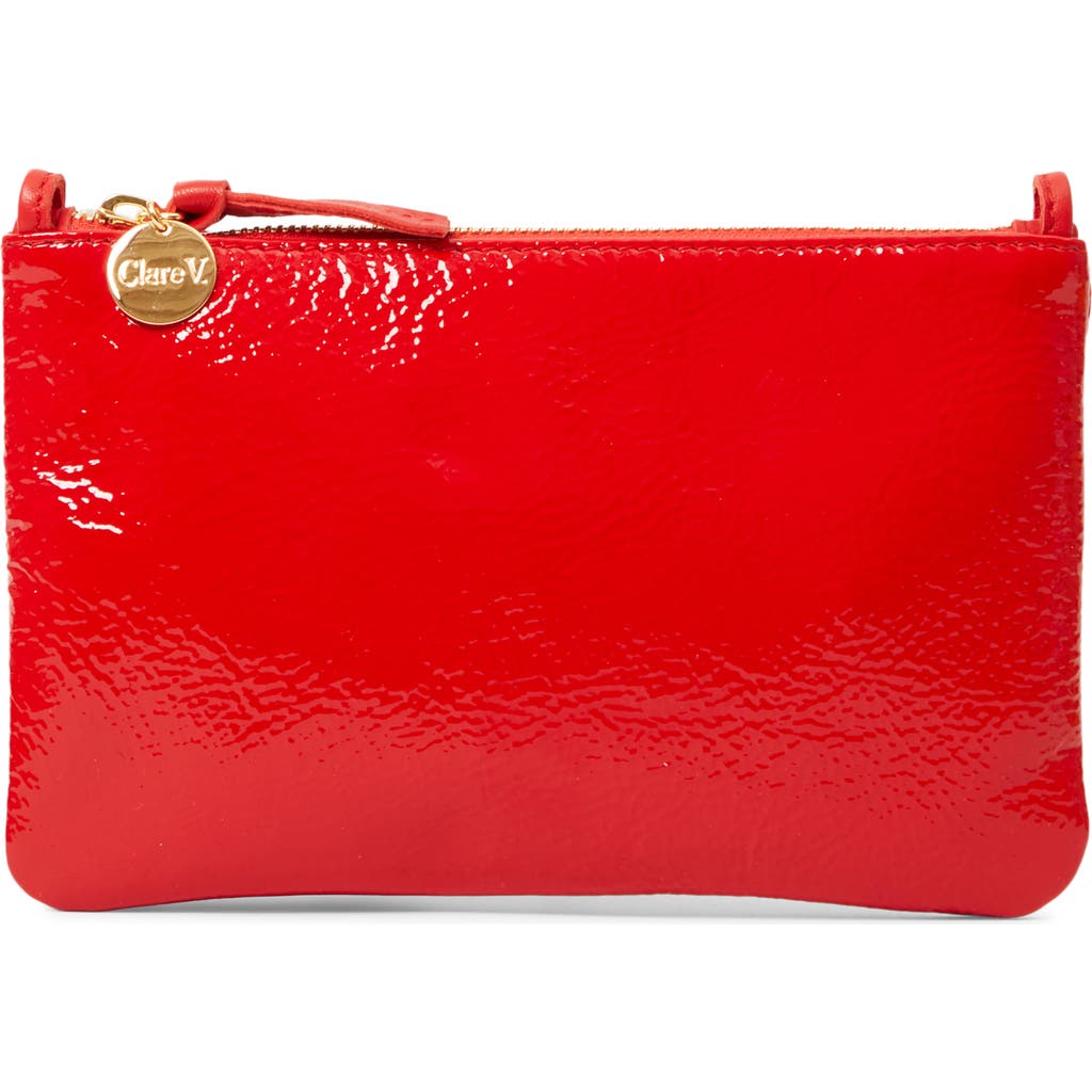 Clare V . Leather Clutch With Tabs In Pattern