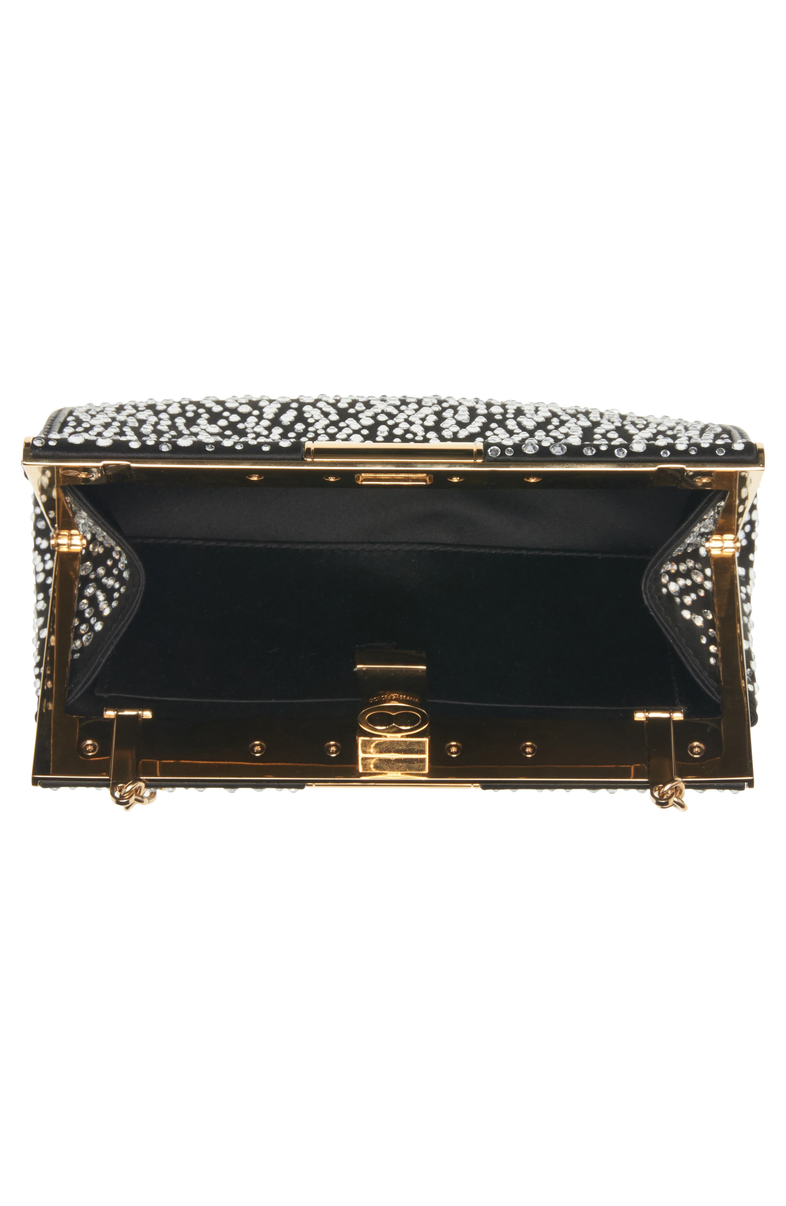 Dolce&Gabbana Marlene Crystal Embellished Satin Shoulder Bag, Alternate, color, Crystal/ Nero