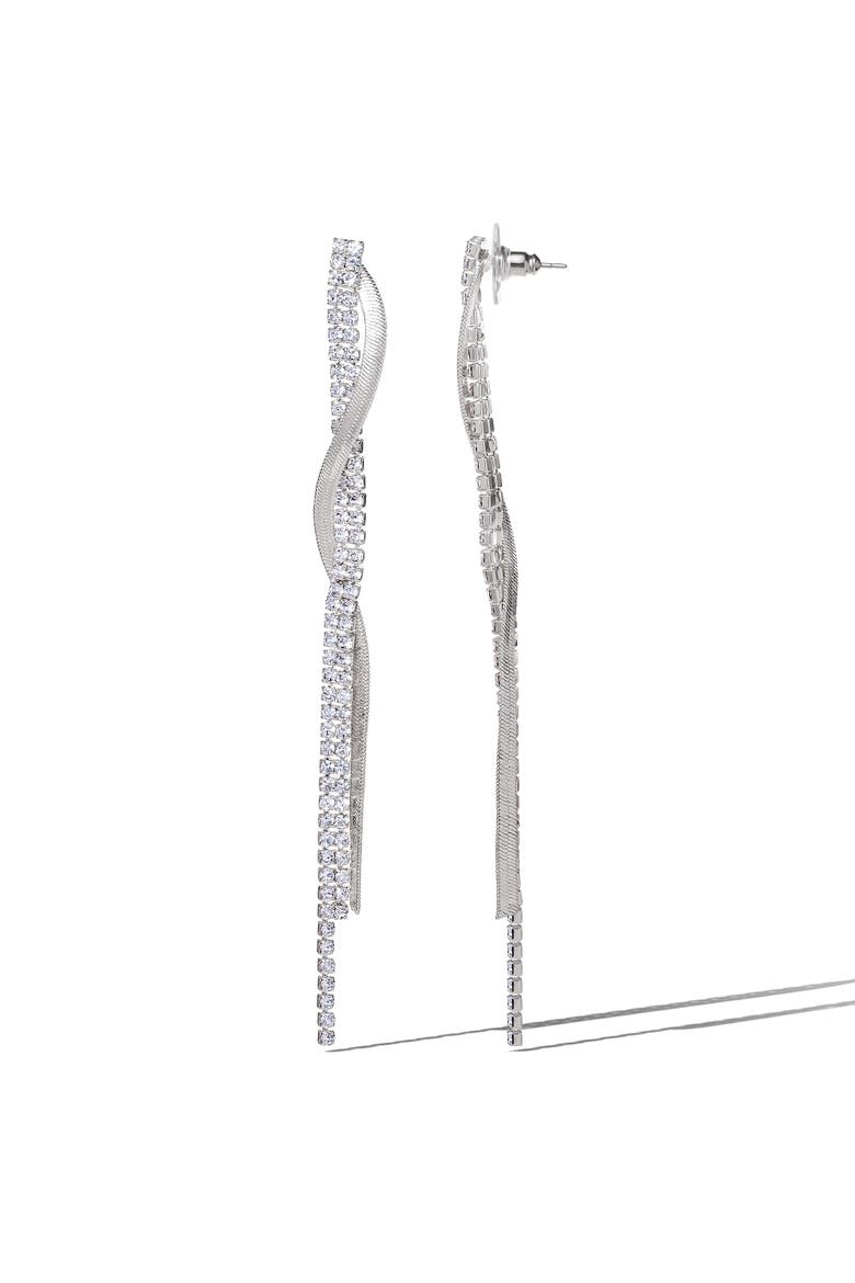 Silver Linear Drop Earrings, Alternate, color, Silver