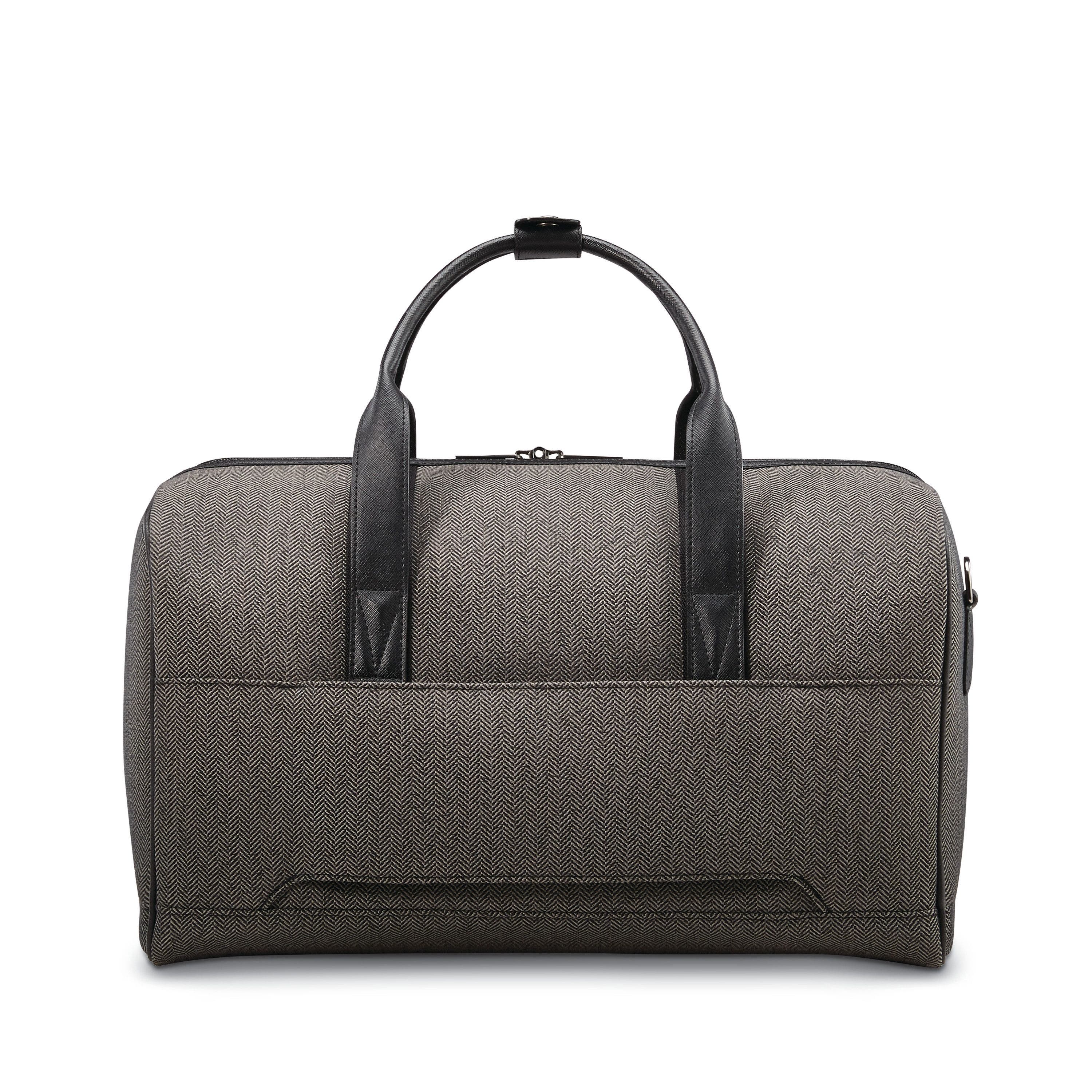 Herringbone Deluxe Weekend Duffel Bag, Alternate, color, Black Herringbone