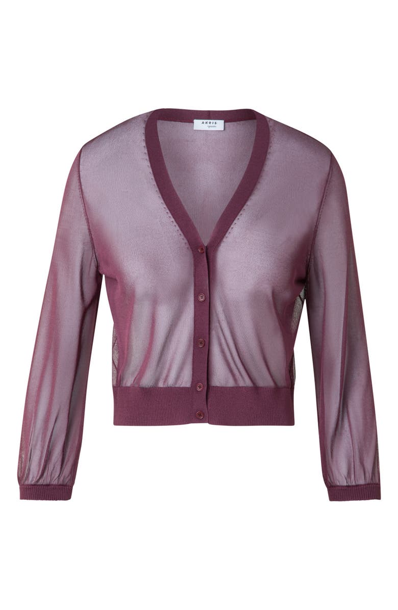 Akris punto Sheer Crop Cardigan, Alternate, color, Blackberry