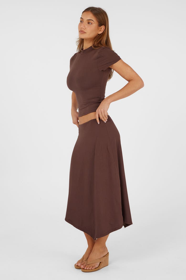 Madeleine Midi Skirt, Alternate, color, Brown