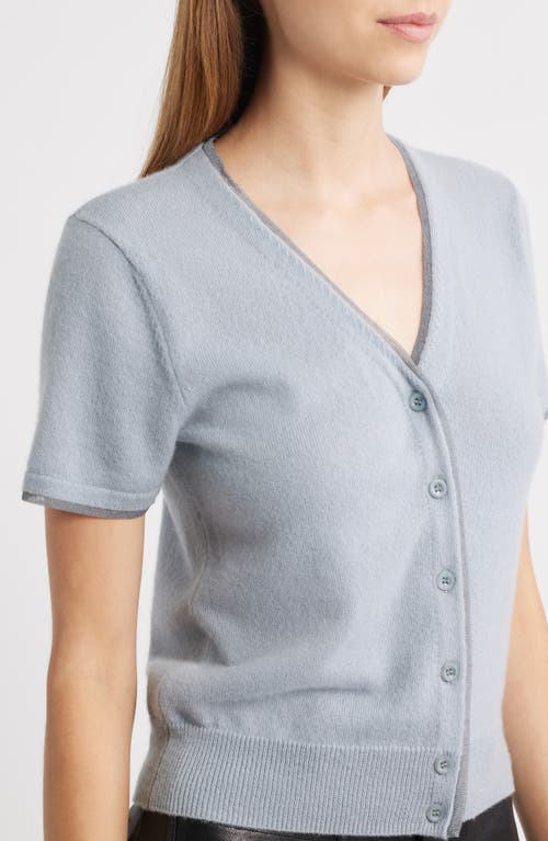 Frame The Cashmere Mesh Trim Cardigan In Blue