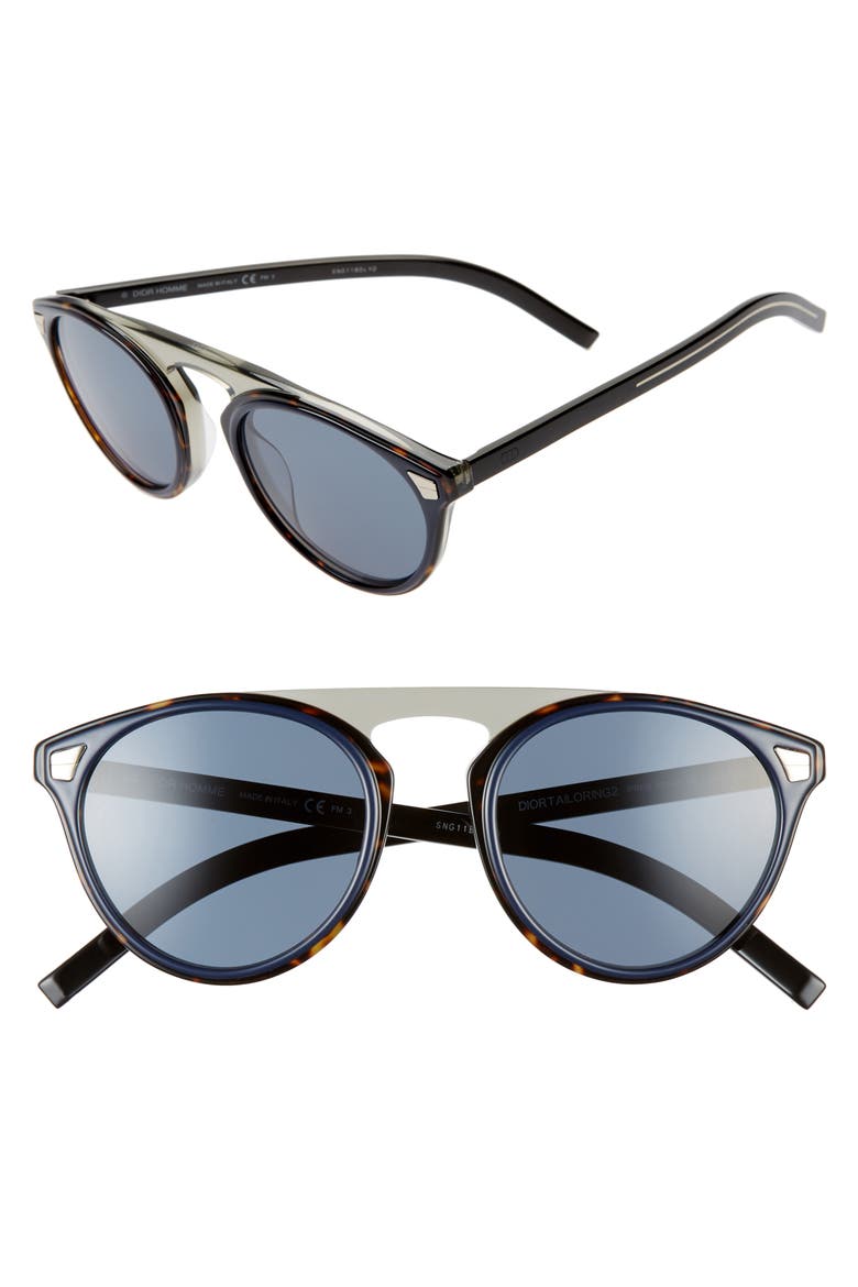 Dior 52mm Round Sunglasses, Main, color, HAVANA BLUE/BLUE