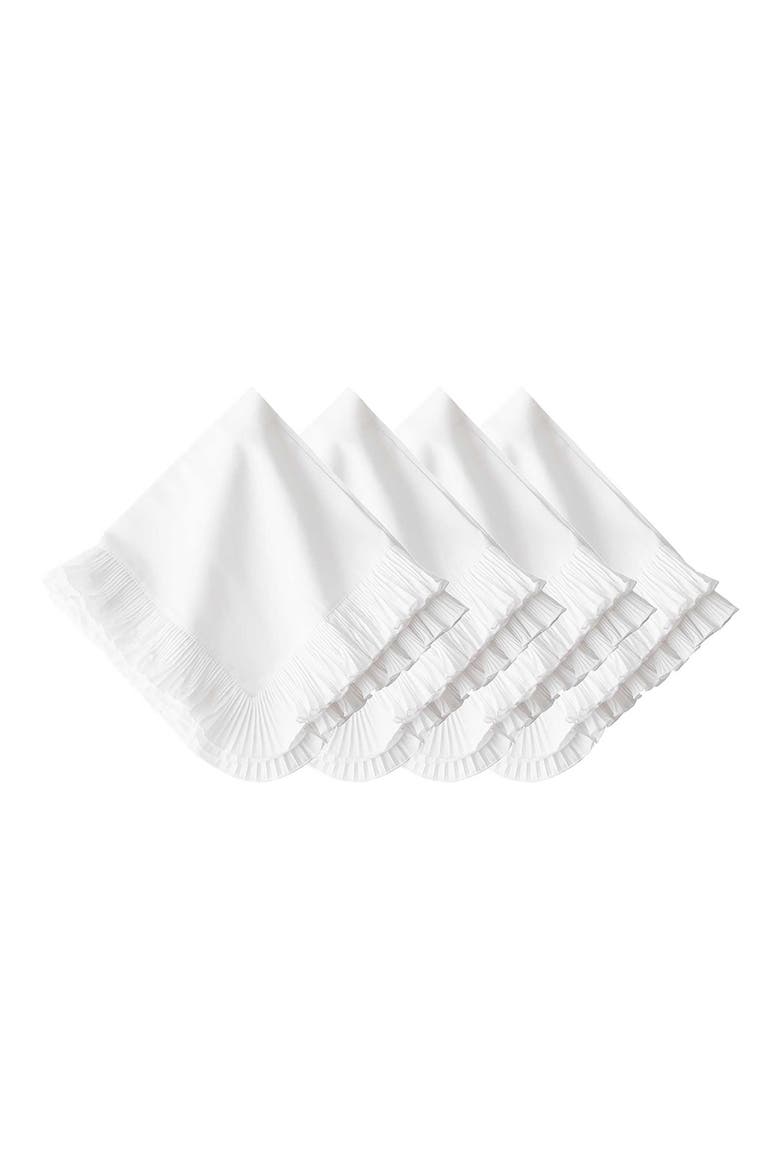 Mademoiselle Set of 4 Cotton & Linen Napkins, Main, color, WHITE TRUFFLE