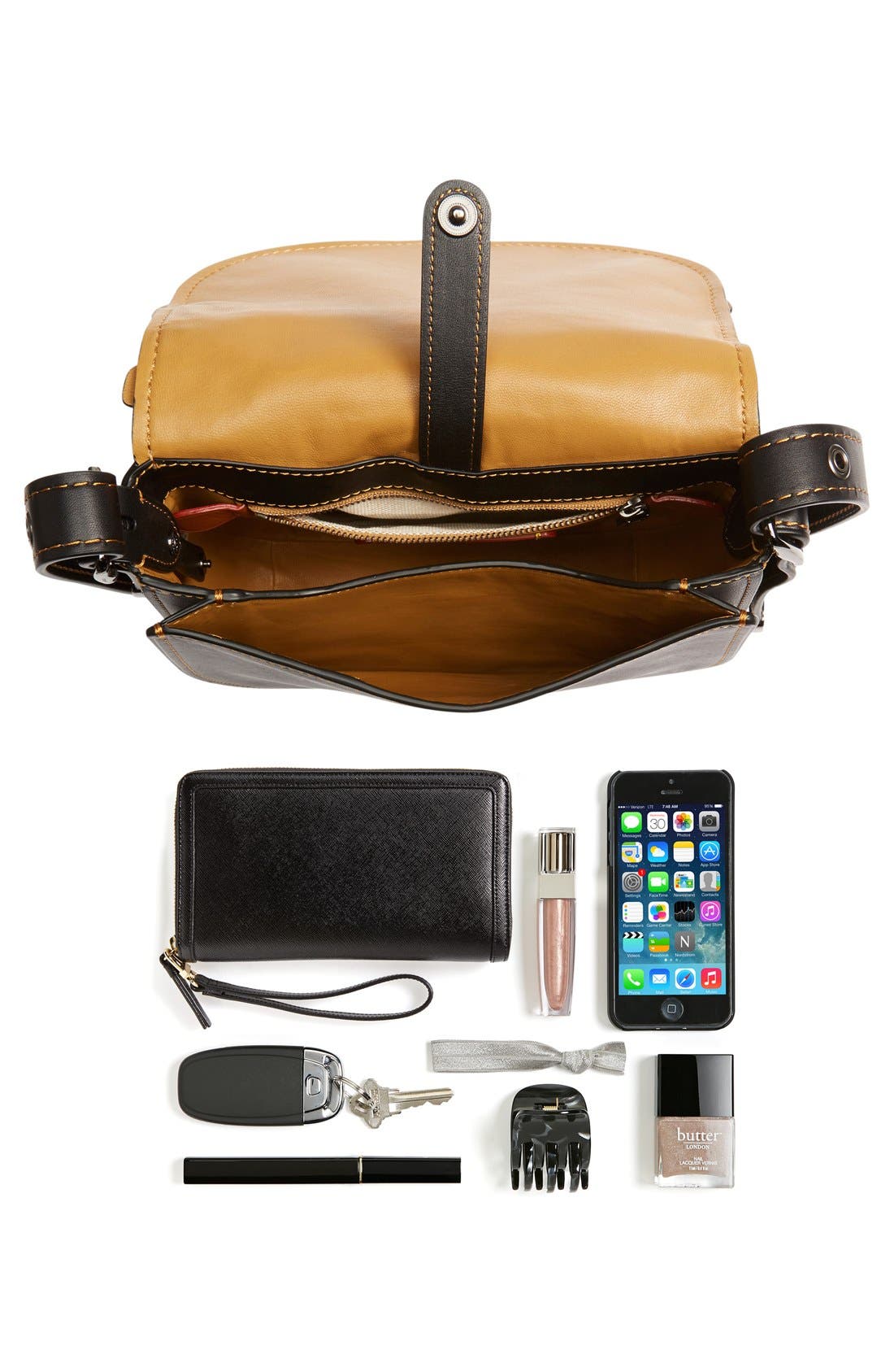 COACH 1941 '23' Flower Appliqué Leather Saddle Bag, Alternate, color, 