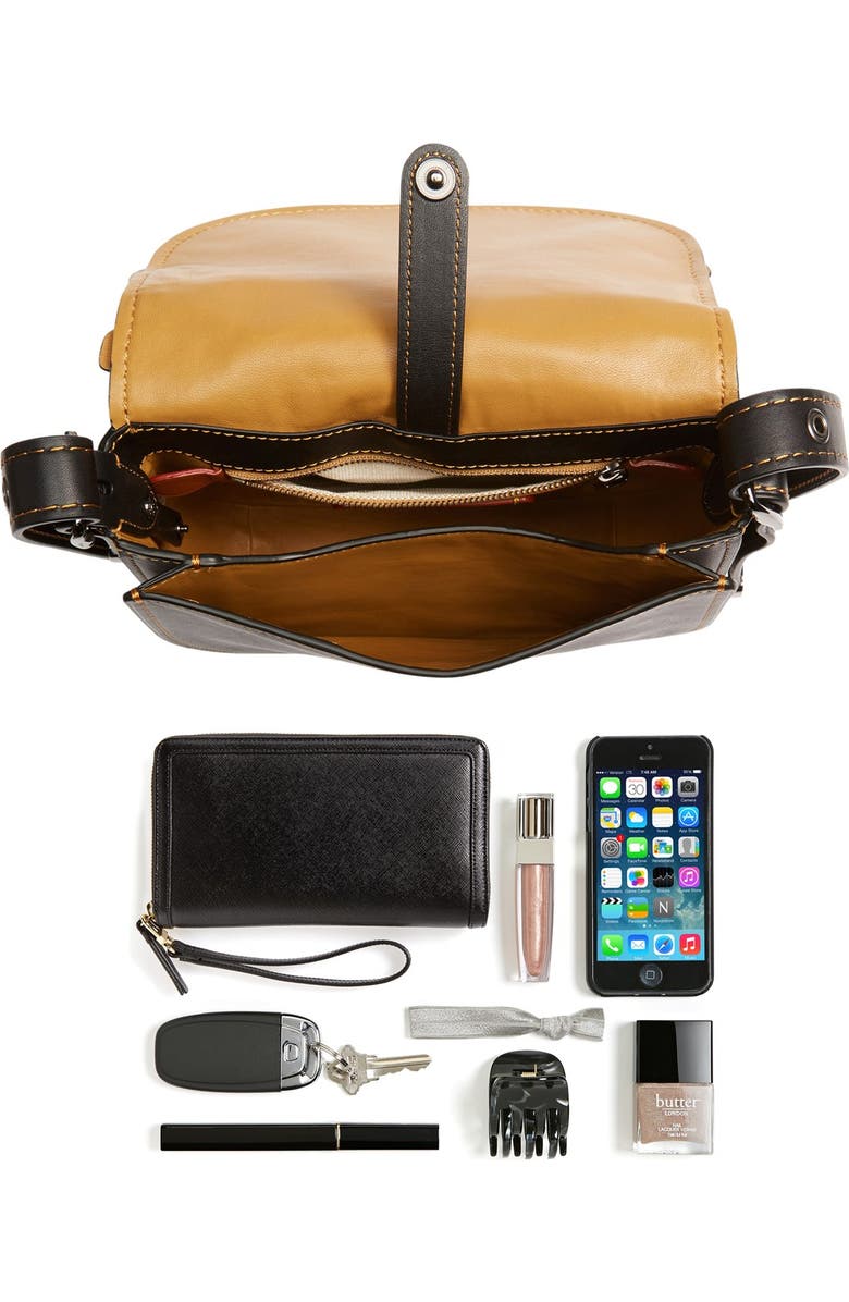 COACH 1941 '23' Flower Appliqué Leather Saddle Bag, Alternate, color,