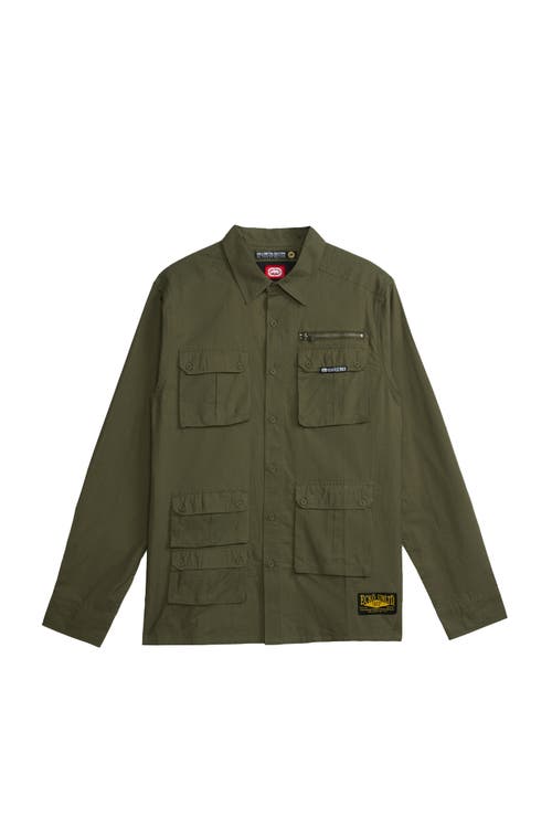 Ecko Unltd Commander Woven Shirt In Olive