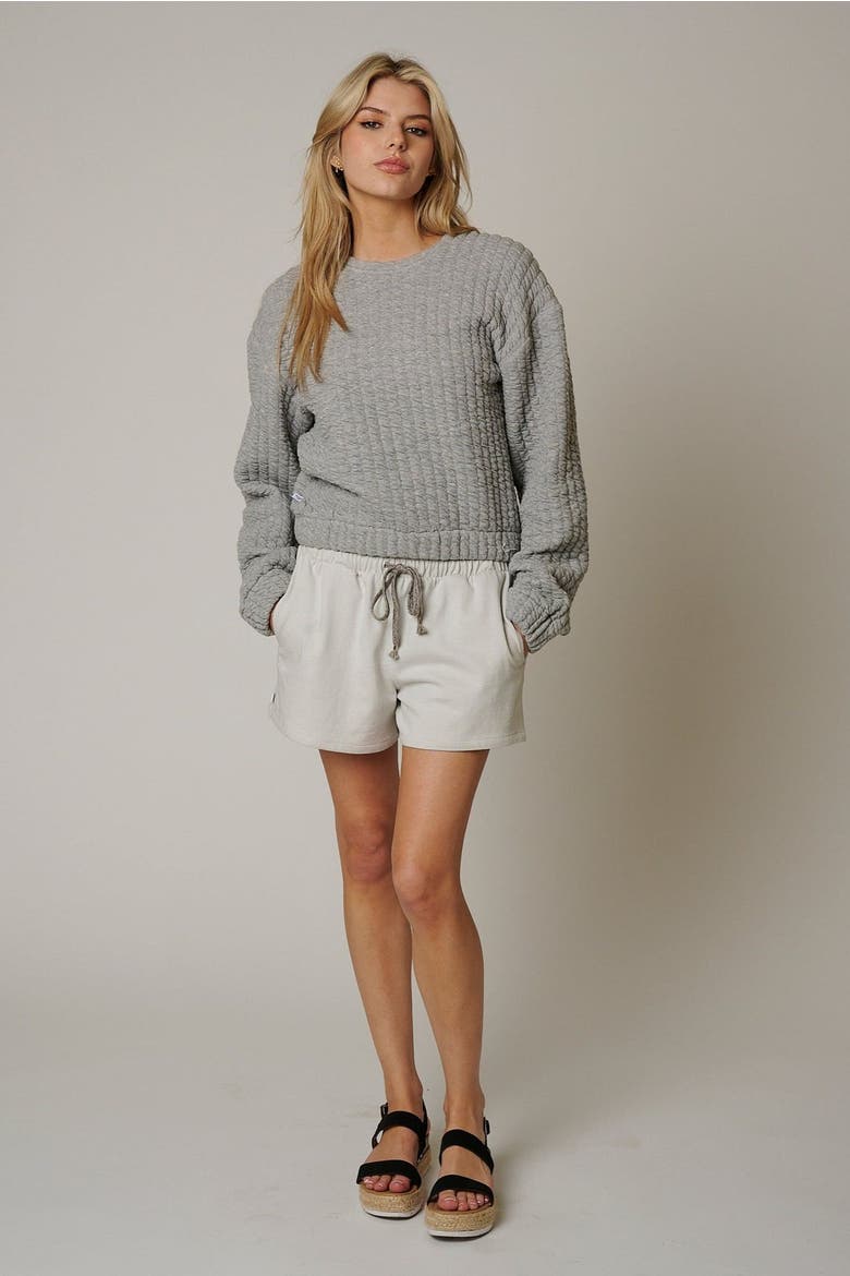 Women Quilt Crewneck Sweater, Alternate, color, Heathered Gray