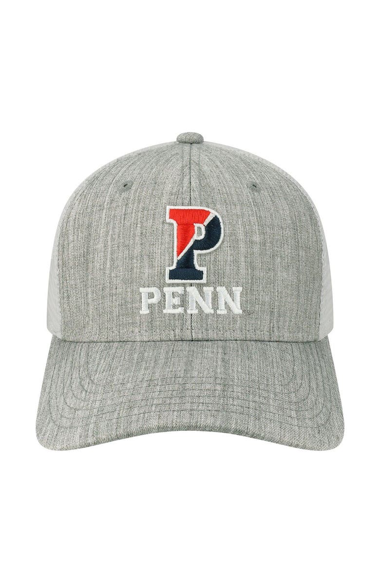 LEGACY ATHLETIC Men's Legacy Athletic Heather Gray/White Pennsylvania Quakers The Champ Trucker Snapback Hat, Alternate, color, 