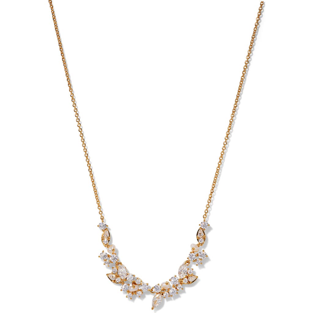 NADRI NADRI RAVISH LAUREL CUBIC ZIRCONIA & CULTURED PEARL FRONTAL NECKLACE