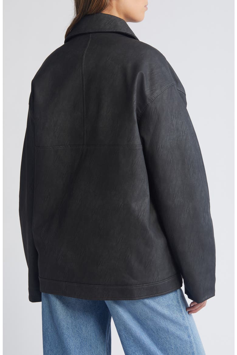 Oversize Faux Leather Jacket, Alternate, color, SLATE