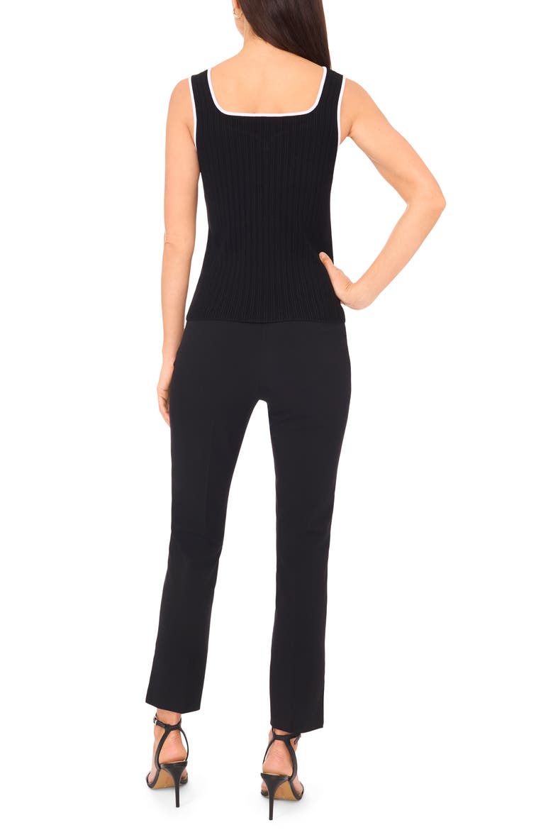 Piped Sweetheart Neck Sweater Tank Top, Alternate, color, RICH BLACK