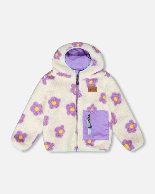 Deux Par Deux Reversible Mid-season Jacket Flower In White