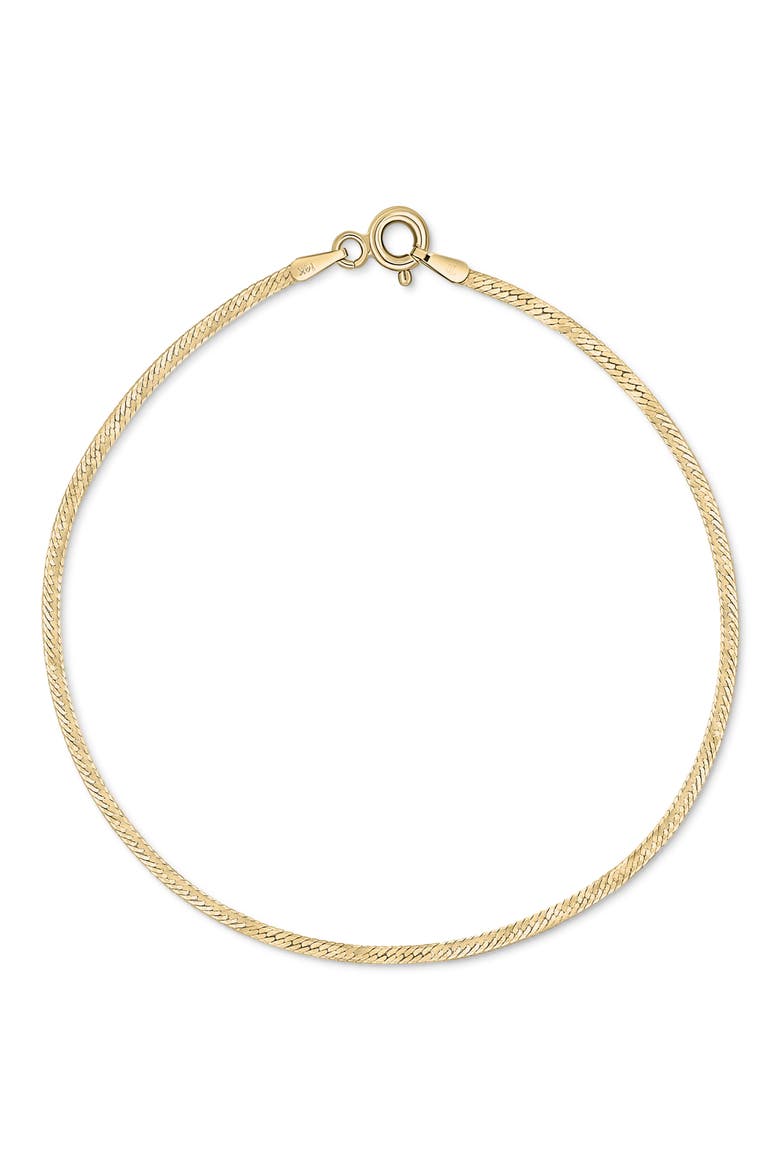 14K Gold Herringbone Chain Bracelet, Main, color, YELLOW GOLD