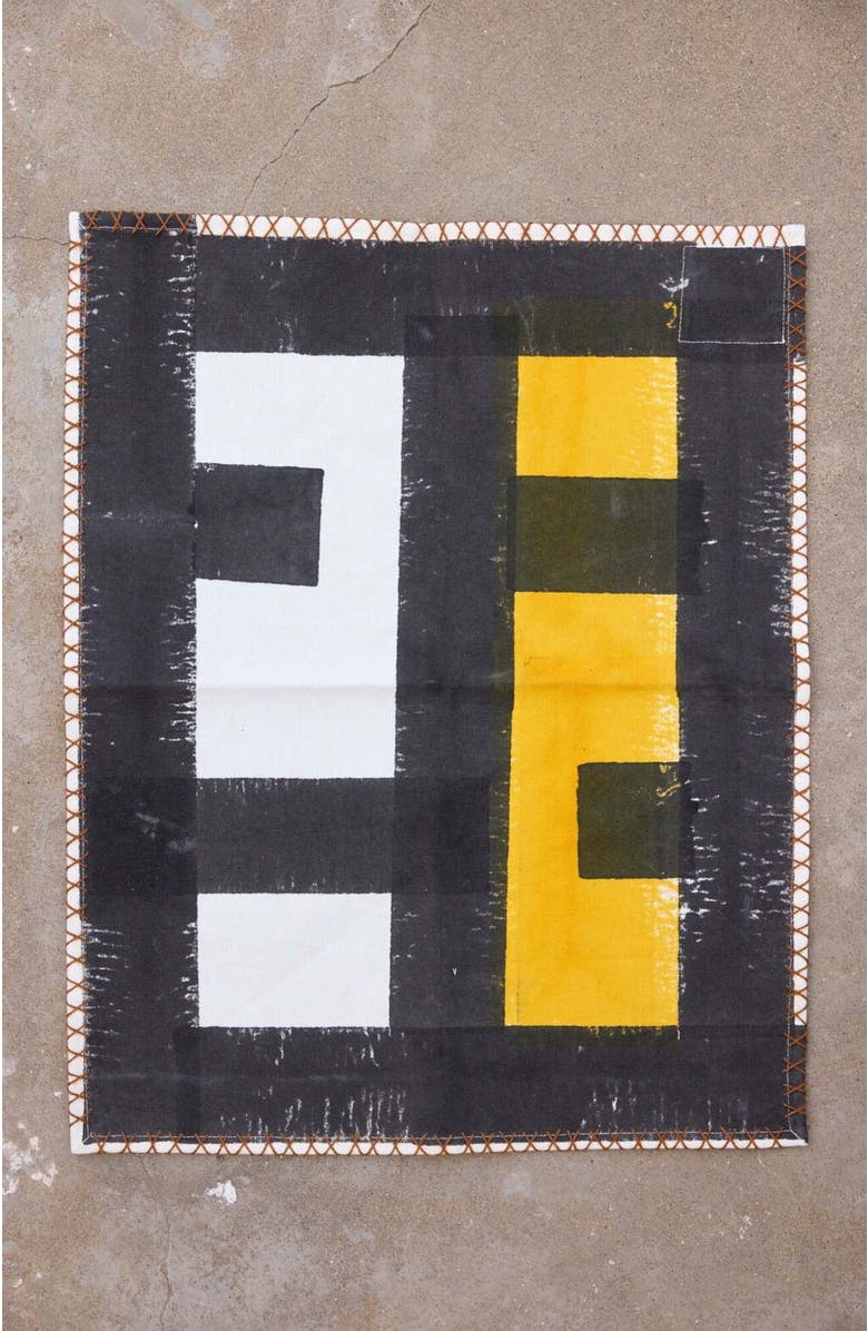 CQC LA Midnight Moon Placemat Set - Set of 6 Placemats with Napkins, Main, color, Black, White, Yellow