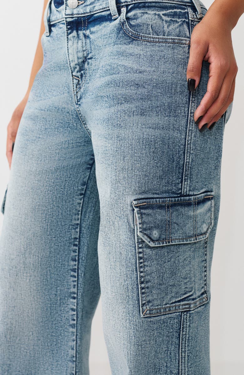 True Religion Bobbi Baggy Cargo Jeans, Alternate, color, Light Odyssey Wash