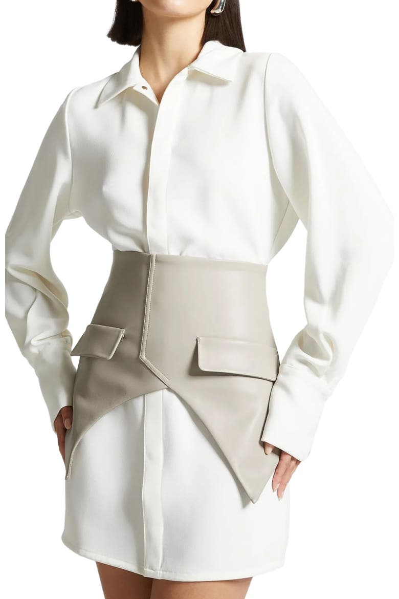 Corset Shirt Dress, Alternate, color, White/Beige