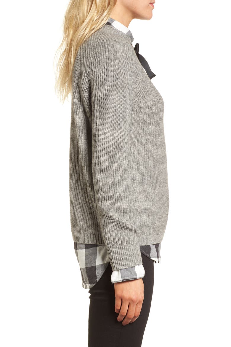J.Crew Gayle Tie Neck Sweater, Alternate, color, HEATHER GRAPHITE