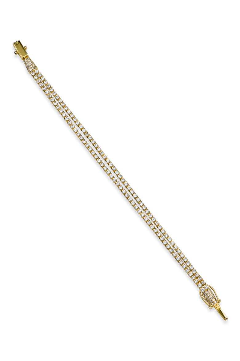 Double Row Flexible Cubic Zirconia Bracelet, Alternate, color, CLEAR/ GOLD