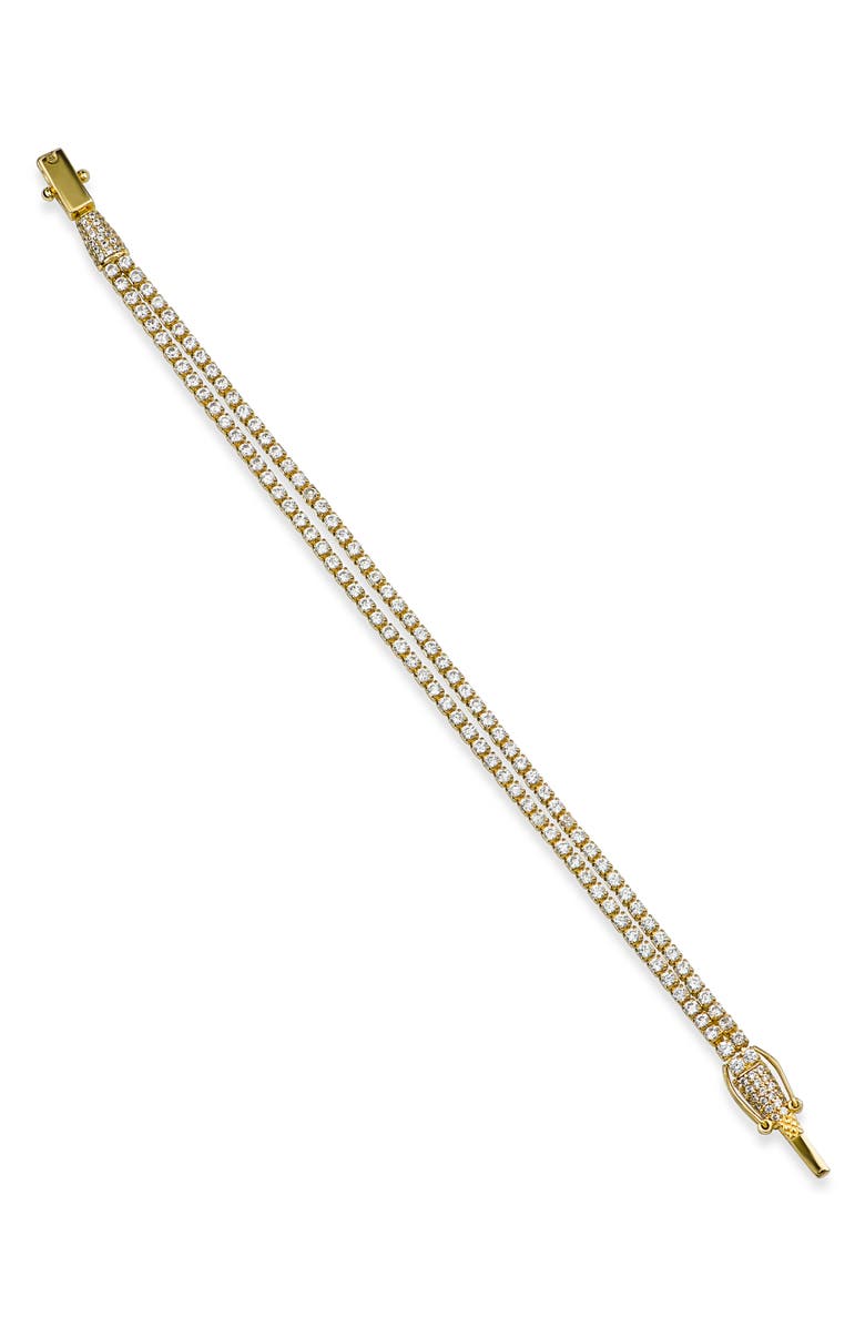 CZ by Kenneth Jay Lane Double Row Flexible Cubic Zirconia Bracelet, Alternate, color, 