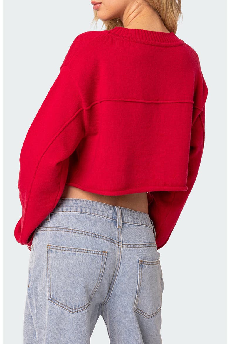 Varisty Crop Sweatshirt, Alternate, color, RED