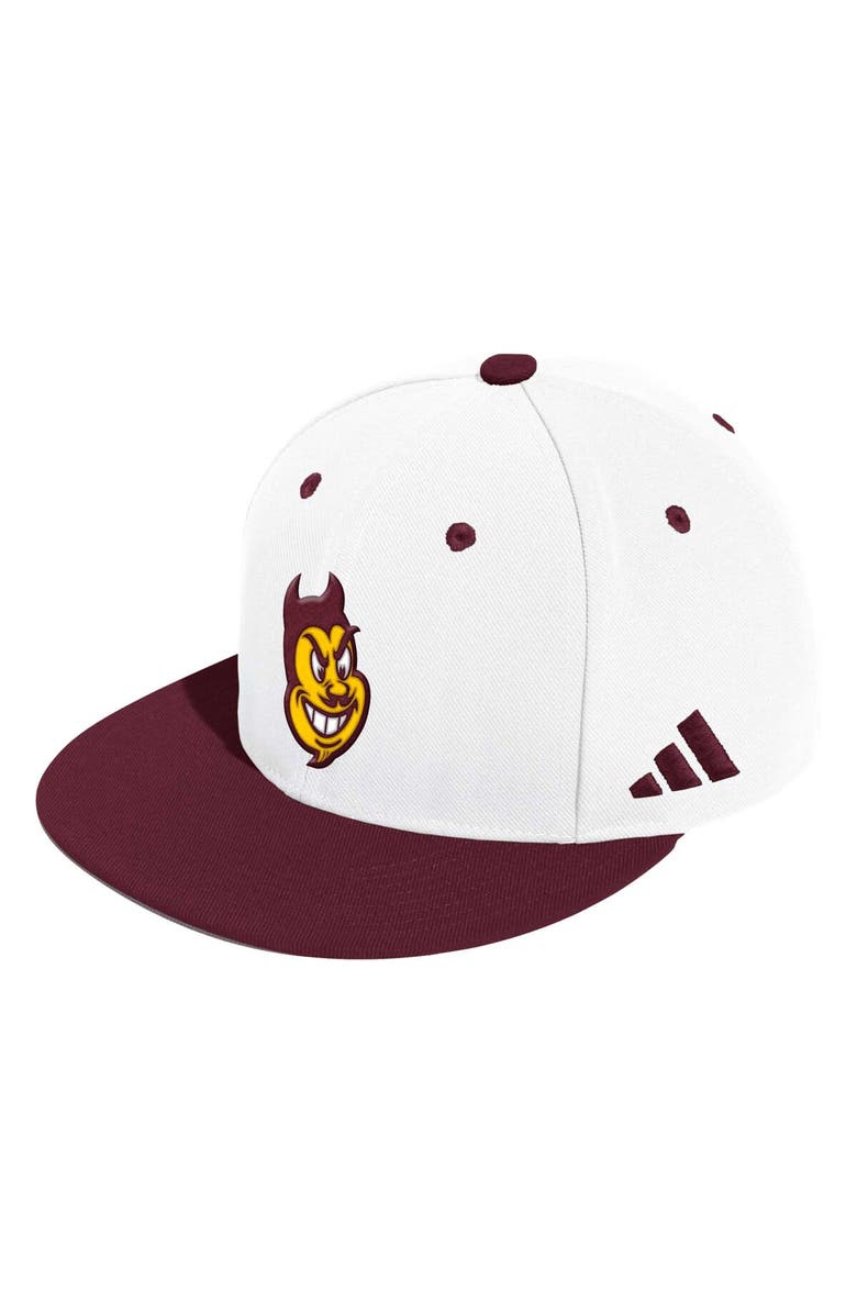 adidas Men's adidas White Arizona State Sun Devils On-Field Baseball Fitted Hat, Main, color,