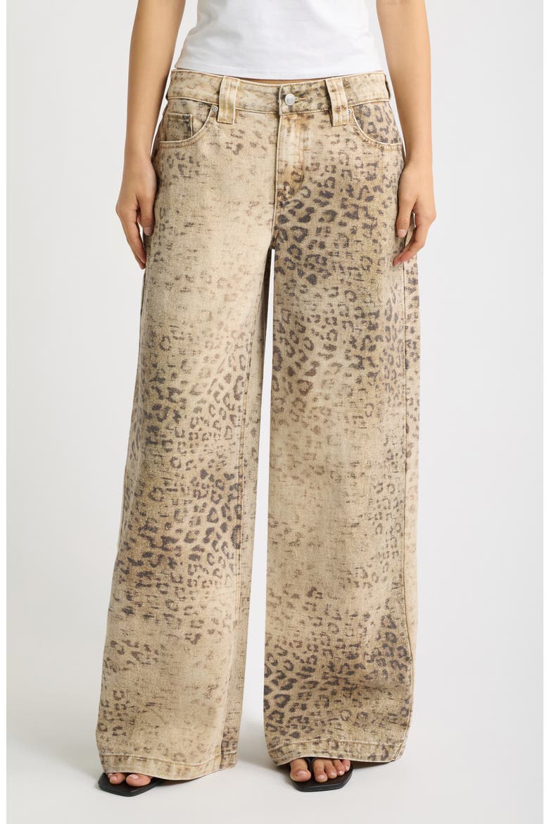 Leopard Print Wide Leg Jeans, Main, color, LEOPARD