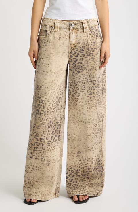 Leopard Print Wide Leg Jeans
