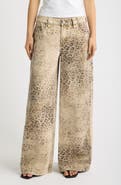 Fade Out Loud Leopard Print Wide Leg Jeans