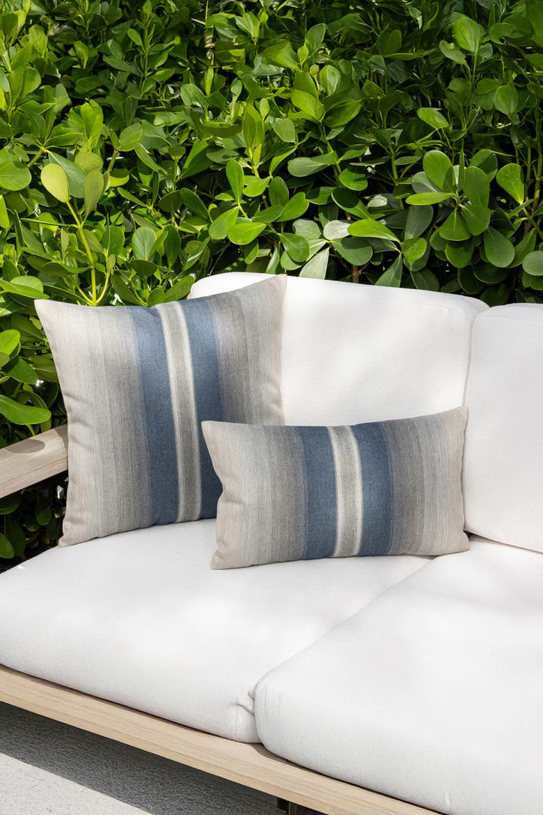 Ombre Stripe Indoor & Outdoor Woven Accent Pillow, Alternate, color, Indigo