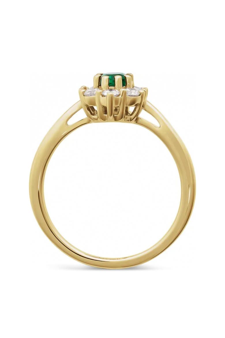 Oval Lab Emerald & Diamond Halo Ring 14K 0.95ct, Alternate, color, Emerald/Yellow Gold