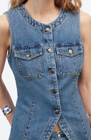 Denim High Crewneck Vest
