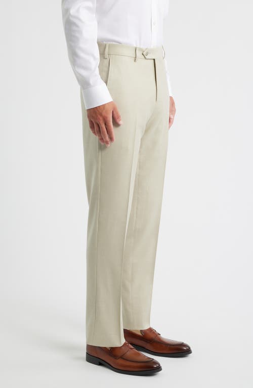 Zanella Devon Flat Front Wool Dress Pants In Green