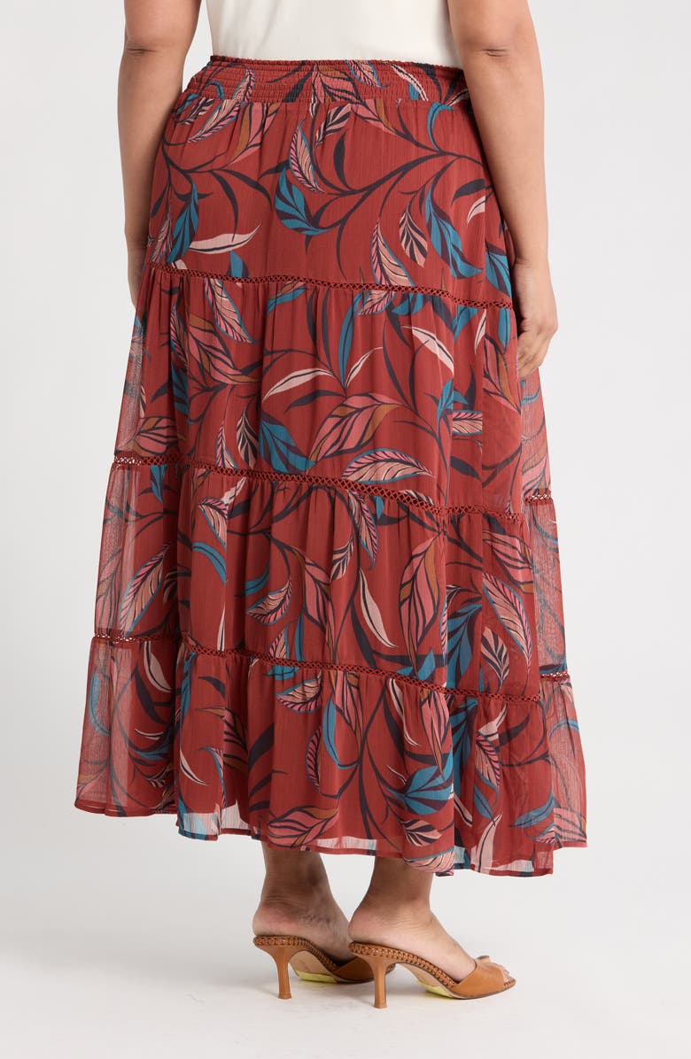 DR2 by Daniel Rainn Smocked Tiered Midi Skirt, Alternate, color, Cinnamon