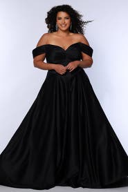 Sydney's Closet Sweetheart Neckline Off the Shoulder Plus Size A-line Gown