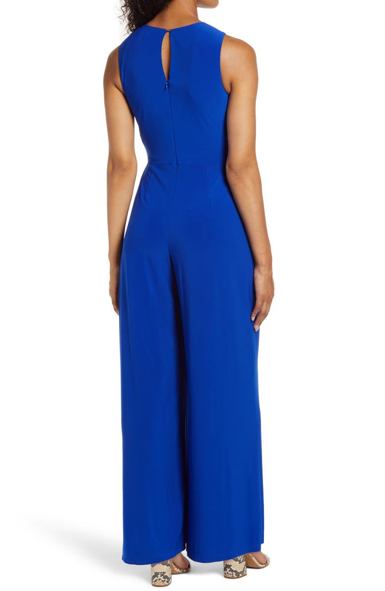 Vince Camuto Twist Front Knit Jumpsuit, Alternate, color, Cobalt
