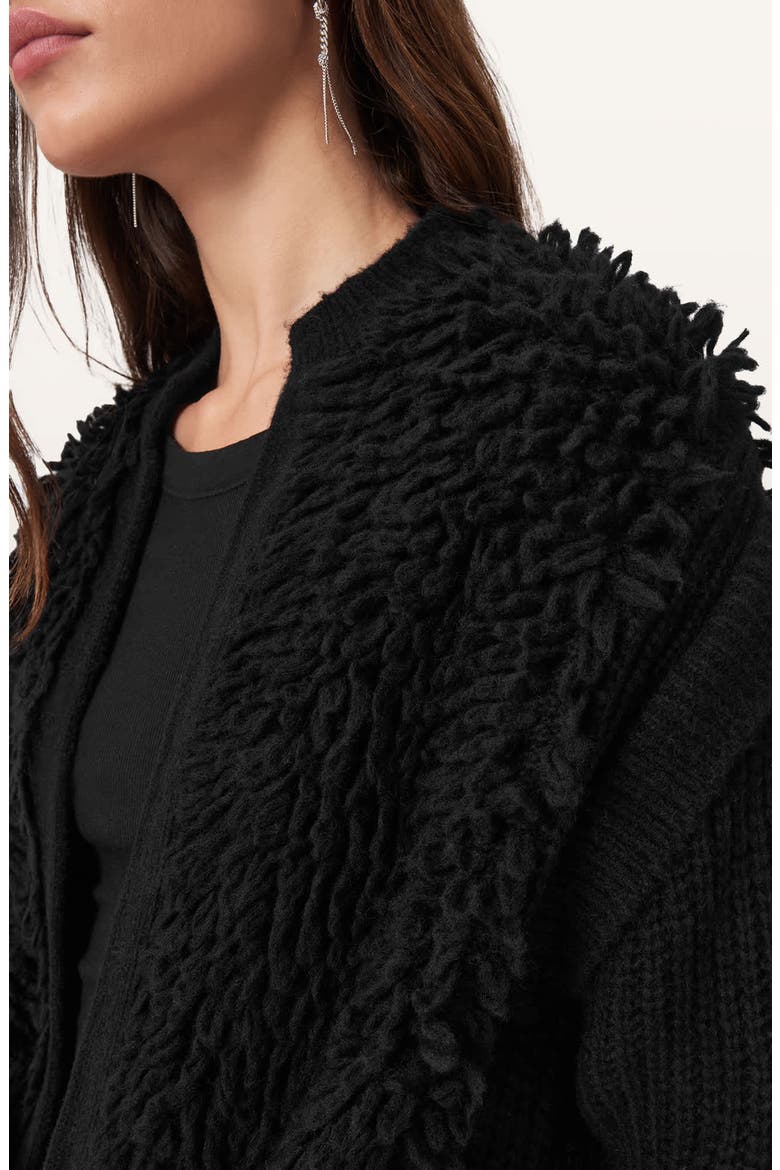 Elias Loopy Wool Blend Cardigan, Alternate, color, BLACK