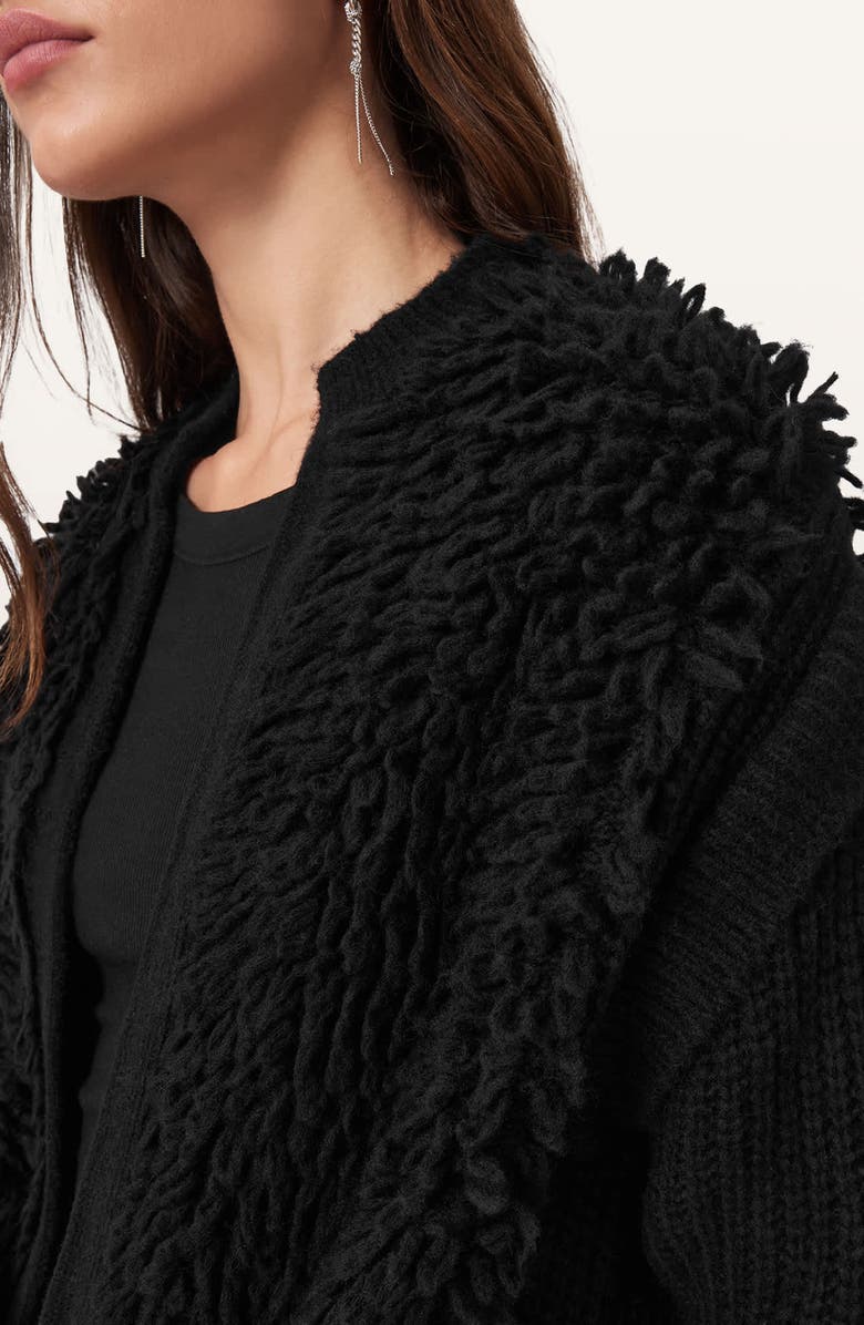 AllSaints Elias Loopy Wool Blend Cardigan, Alternate, color, Black