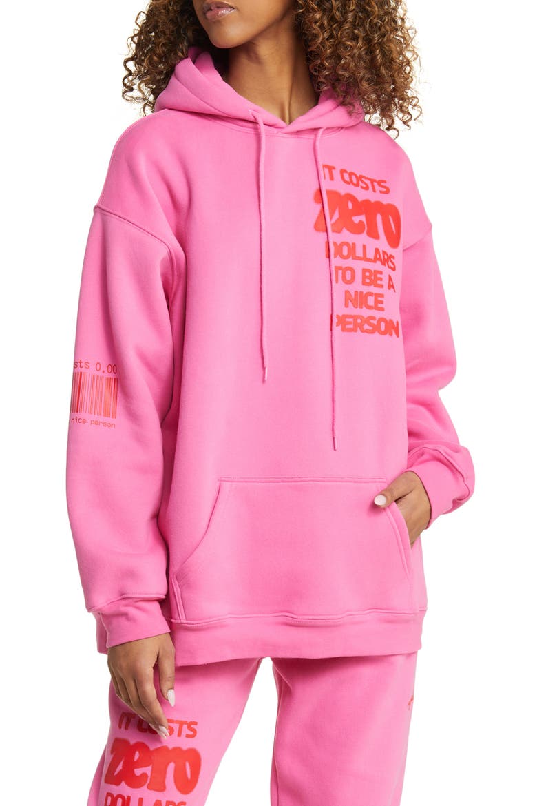 It Costs Zero Graphic Hoodie, Main, color, PINK