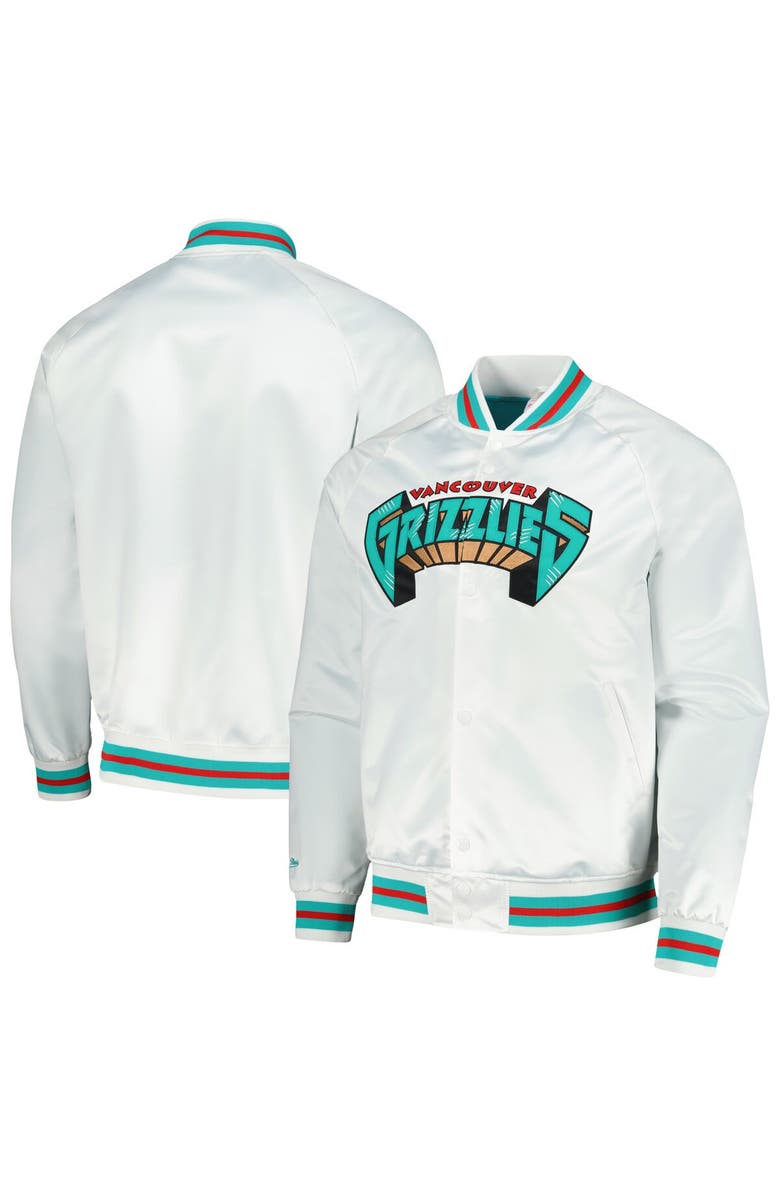 Mitchell & Ness Men's Mitchell & Ness White Vancouver Grizzlies Hardwood Classics Throwback Wordmark Raglan Full-Snap Jacket, Main, color, White