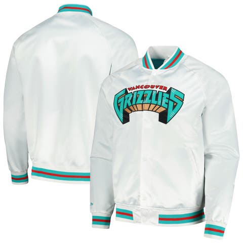Men's Mitchell & Ness White Vancouver Grizzlies Hardwood Classics  Throwback Wordmark Raglan Full-Snap Jacket