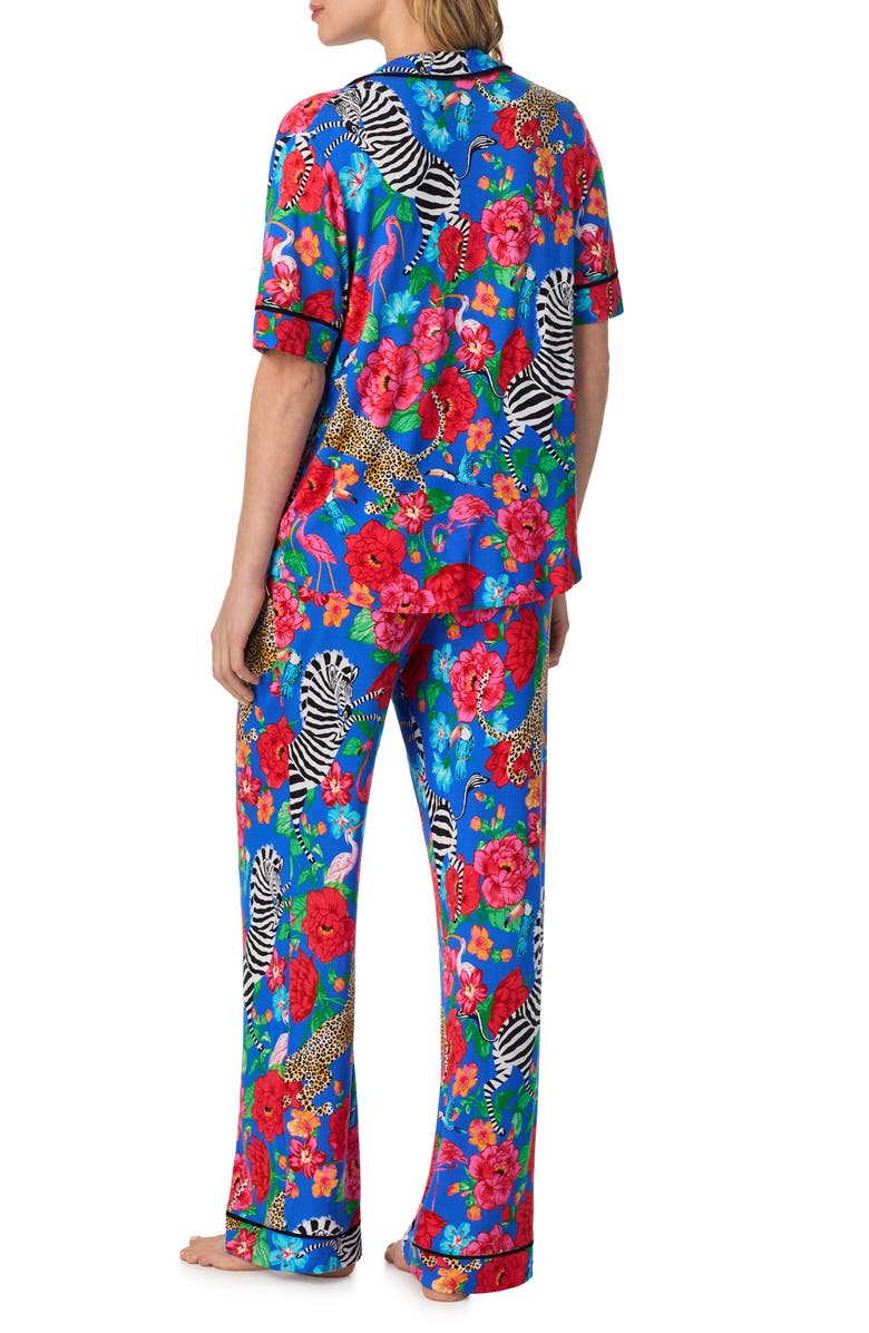 Room Service Pjs Contrast Piping Pajamas, Alternate, color, Blue Floral
