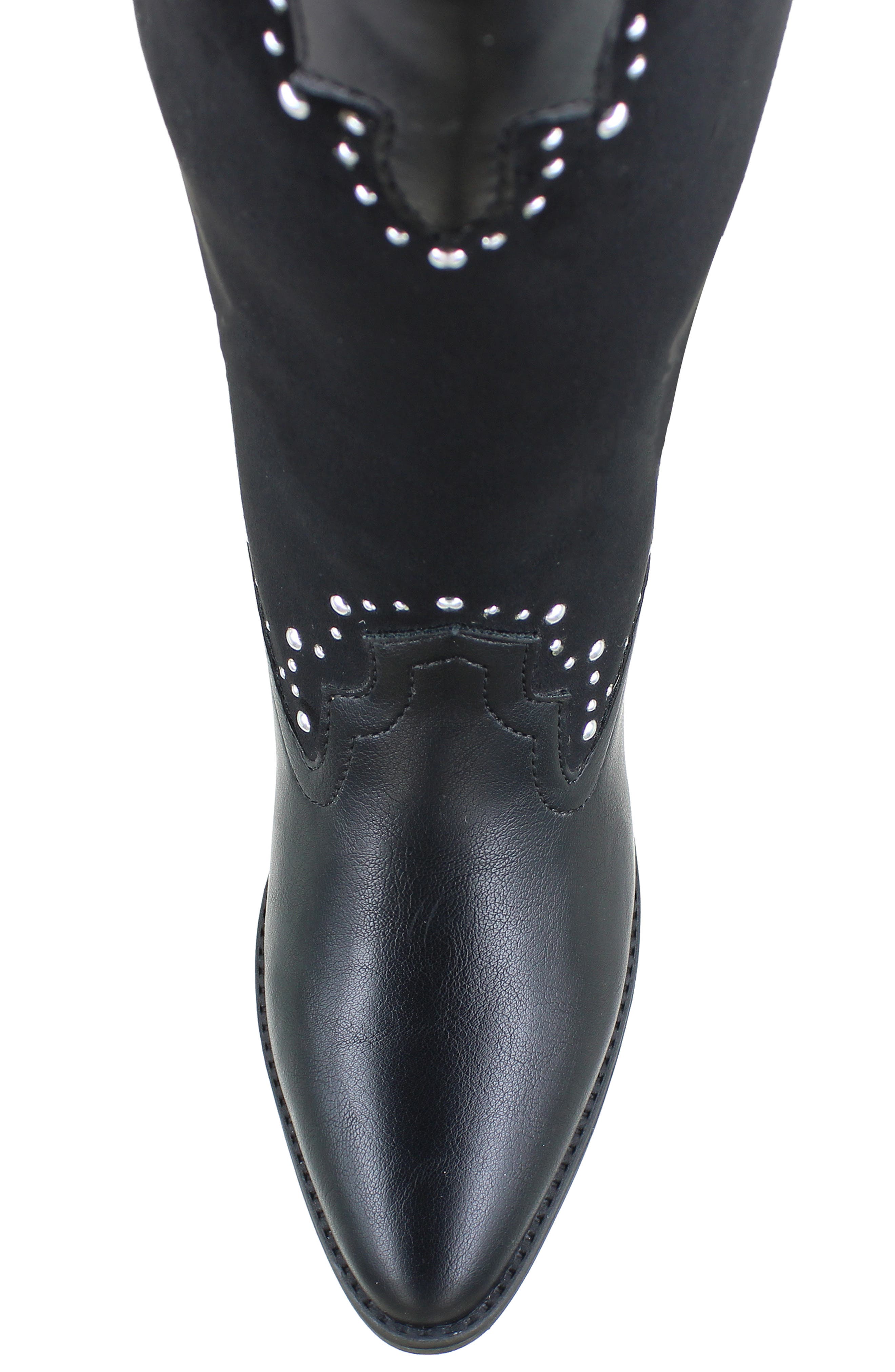 Devon Studded Western Boot, Alternate, color, BLACK