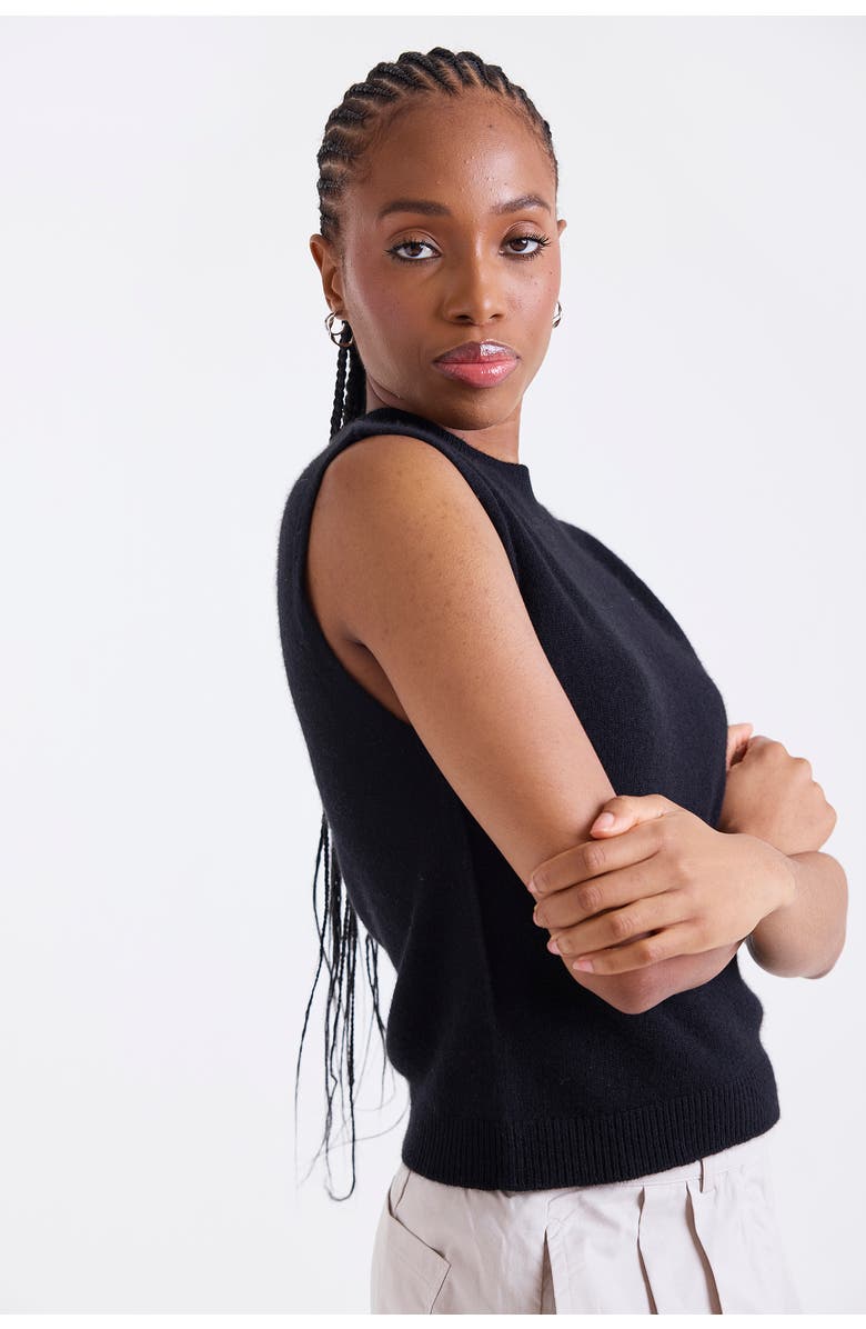 1982 Zarah Crew Neck 100% Cashmere Vest, Alternate, color, Black