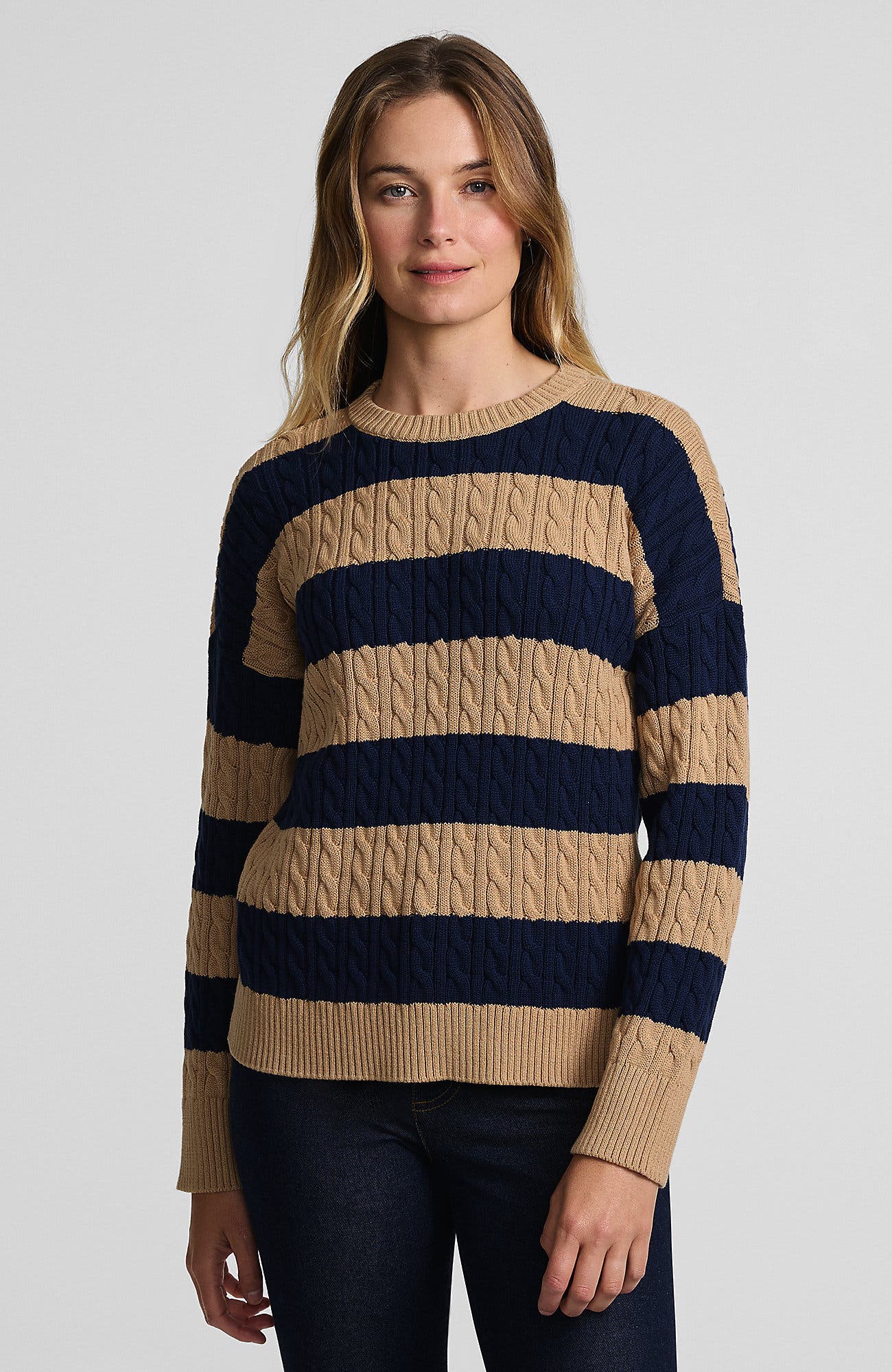 Light Camel/Navy Stripe